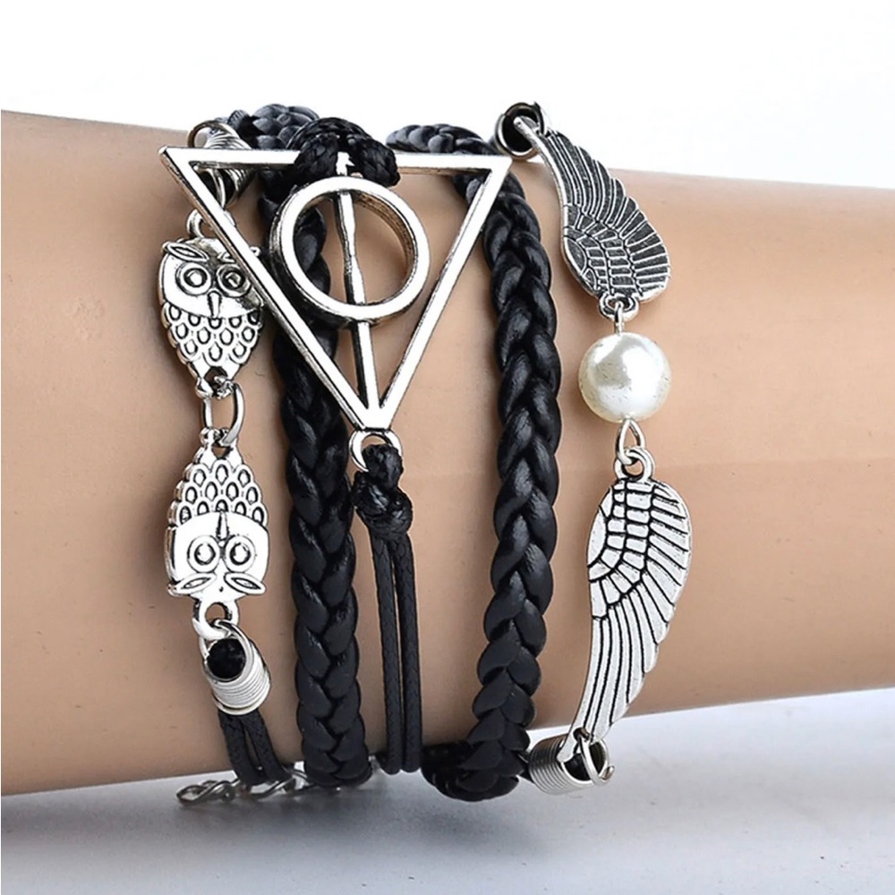 Vintage Leather Rope Harry Accessories Deathly Hallows black